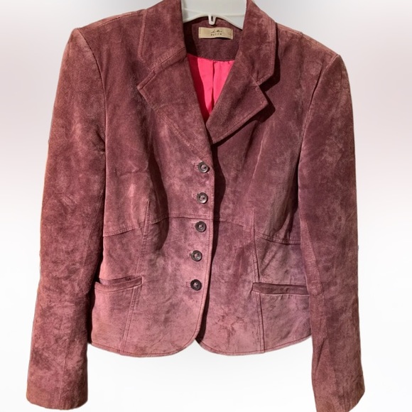 i.e. Women's 100% Leather Suede Jacket Beautiful Plum/Purple Color SZ M - Picture 5 of 7